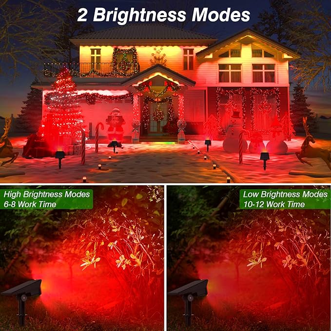 Solar Spot Lights Outdoor,20 LED Waterproof IP65 Solar Landscape Light Adjustable Panel Spotlights for Wall Tree Yard Garden Halloween Christmas Red Lights 4 Pack