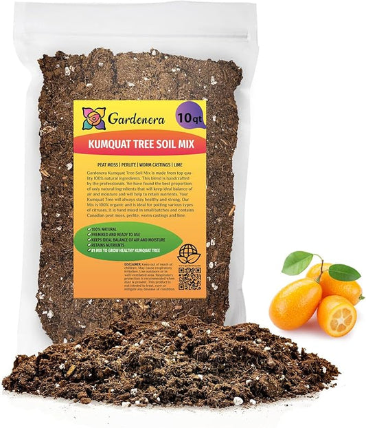 Gardenera's Premium Kumquat Soil Mix - Quick Drain Potting Soil for Growing and Repotting Citrus Japonica - 10 Quart