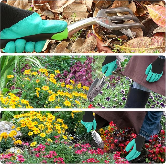 Garden Tools, 3-Piece Garden Tool Set with Non-Slip Ergonomic Handles, Lightweight Aluminum Alloy Rust-Proof Durable Gardening Hand Tools, Ideal Gardening Tools Gifts for Women and Men