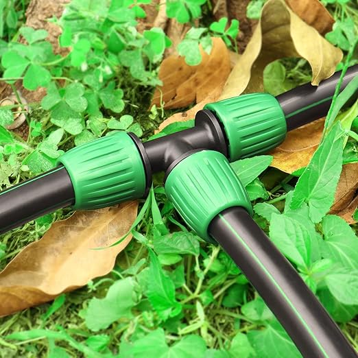 Drip Irrigation 1/2" Tee Fittings：1/2 Inch Drip Line Lock Barbed Tee Connectors for 1/2 Drip Irrigation Tubing (1/2" ID x 0.640" OD) Anti-Drop Three Way Drip Irrigation Parts (12 Pieces)