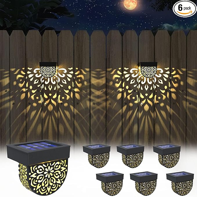 Solar Fence Lights 6 Pack Solar Deck Lights Outdoor Waterproof LED Solar Powered Step Wall Lights Outdoor Decorations Decorative for Front Door