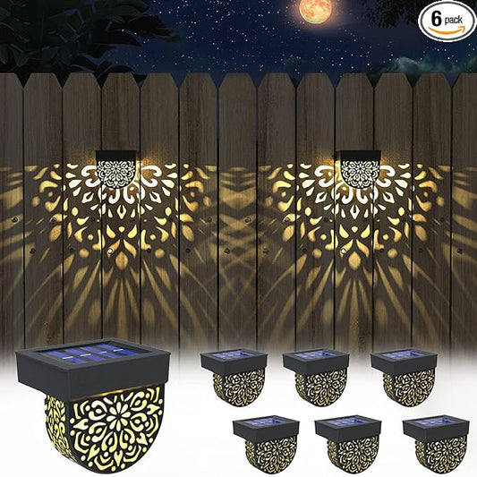 Solar Fence Lights 6 Pack Solar Deck Lights Outdoor Waterproof LED Solar Powered Step Wall Lights Outdoor Decorations Decorative for Front Door