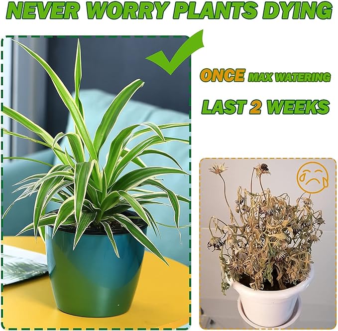 Planterhoma 6.7 Inch Self Watering Pots for Indoor Plants, 3 Packs African Violet Pots with Black Wick Pots, Self Watering Planters for Devil's Ivy, Indoor Plant Pots, Silver/Blue/Rose Gold