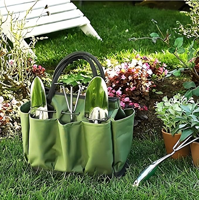 Gardening Tote Bag Garden Tool Bag Garden Tote Home Organizer Gardening Tool Kit Holder Oxford Bag Gardening Tools Organizer Tote Lawn Yard Bag with 8 Pockets