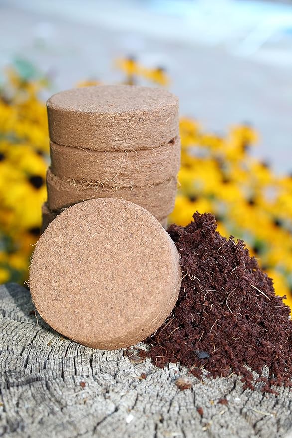 Coco Coir Discs (50mm 50-Pack) - Organic Coconut Coir Seed Starting Discs - Coconut Fiber Seedling Soil for House Plants, Potting Soil, & Indoor Plants - Organic Coco Coir for Plants & Potting Mix