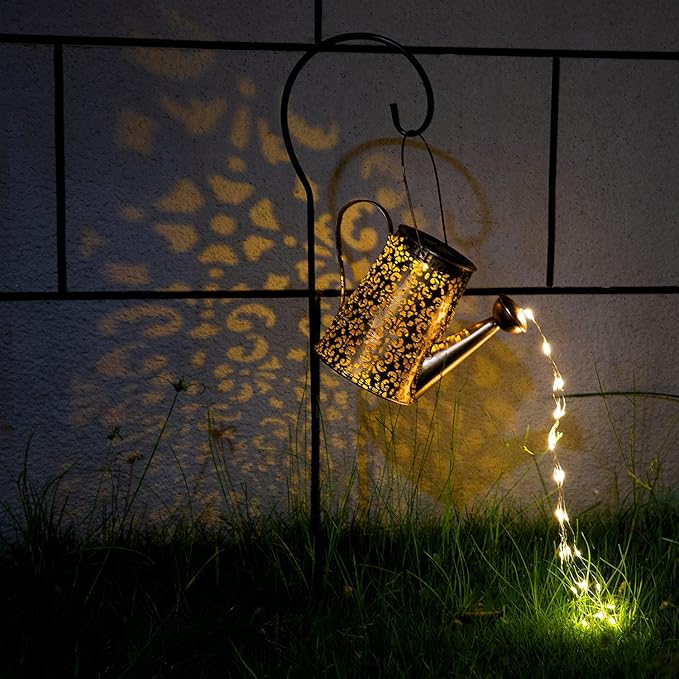 Solar Lights Outdoor Garden Decor, Large Hanging Waterproof Watering Can Landscape Lights Outside Decorations for Yard Front Porch Patio Backyard Gardening Gift for Mom Grandma Women Birthday