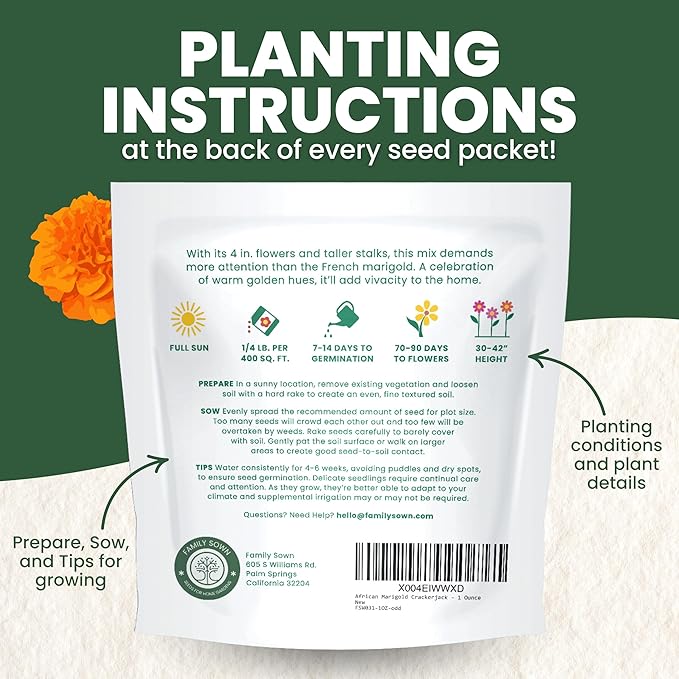 African Marigold Crackerjack - Large 1 Ounce Packet - 10,000 Flower Seeds for Planting - Tagetes erecta