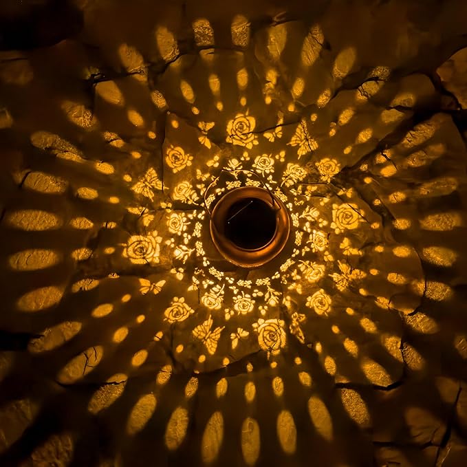 Solar Lanterns Outdoor, Waterproof Hanging Solar Lantern Garden Decor, Solar Lights for Backyard Porch Patio Table Yard Balcony Lawn Pathway, Rose Gifts for Women Grandma Mom