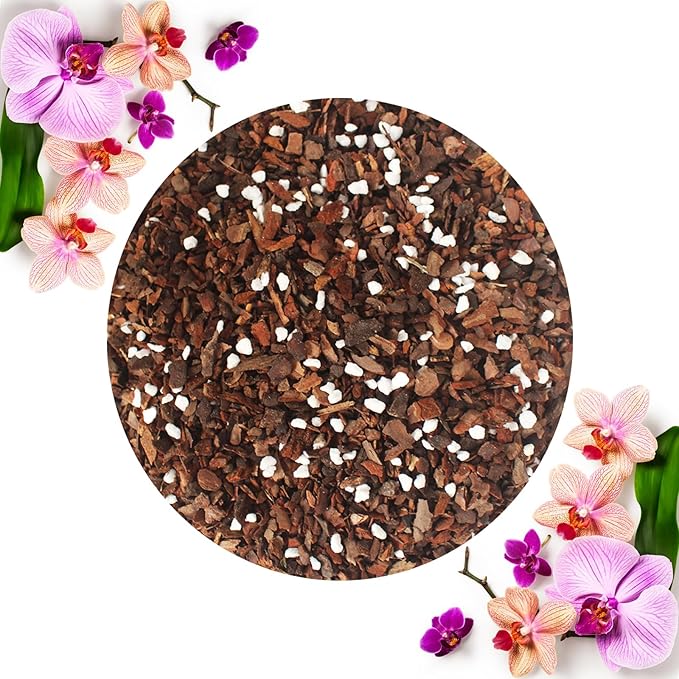 2QT Orchid Potting Mix with Mix Pine Bark & Perlite, Orchid Repotting Soil Medium Great for Indoor Plant Root Climbing & Expanding
