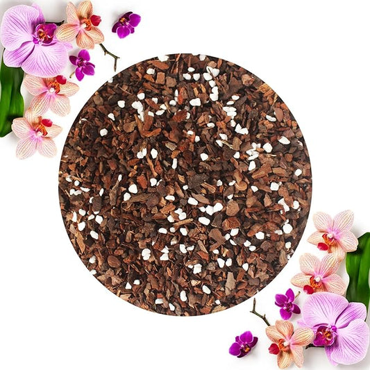 5QT Orchid Potting Mix with Mix Pine Bark & Perlite, Orchid Repotting Soil Medium Great for Indoor Plant Root Climbing & Expanding