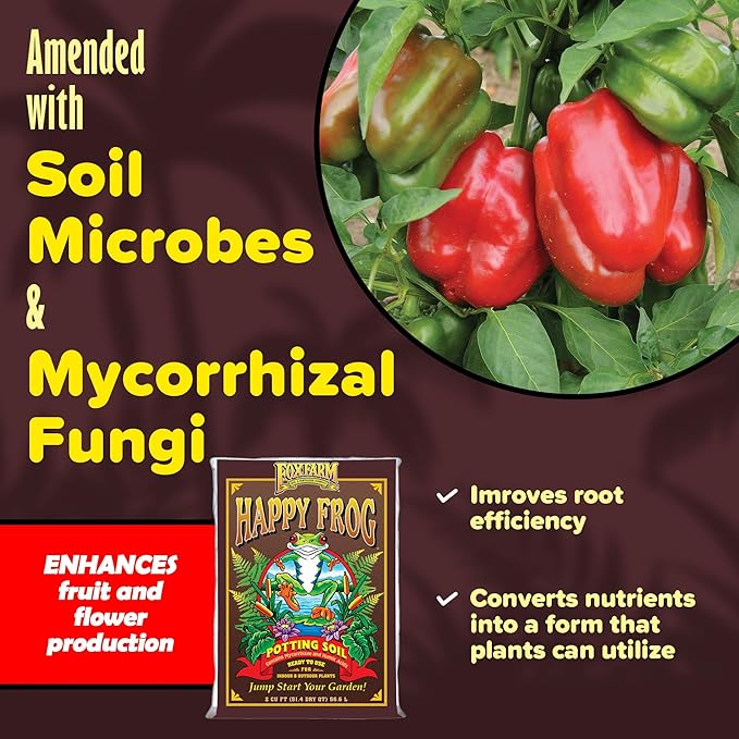FoxFarm Happy Frog Potting Soil, 2cu ft (Pack of 3) - for Indoor/Outdoor Container Plants, Improves Root Efficiency, pH Adjusted for Optimal Nutrient Uptake - Contains Mycorrhizae and Humic Acids