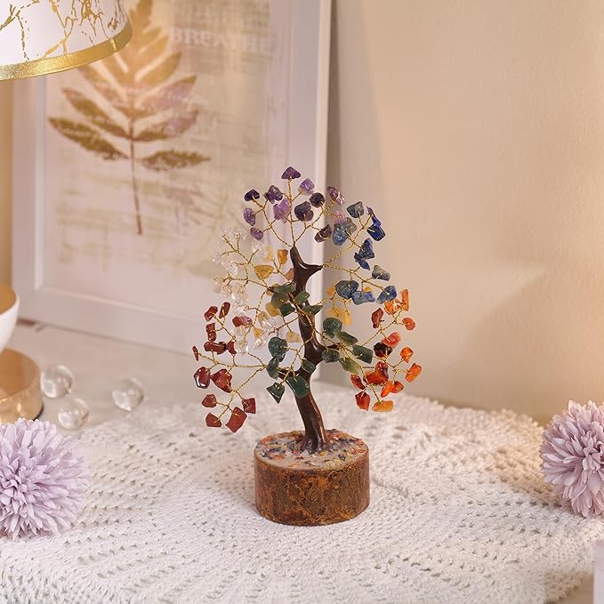 PYOR 7 Chakra Tree of Life, Crystal Tree, Crystals, Seven Chakra Tree, Stones and Crystals, Chakra Tree, Office Decor, Money Tree, Crystal Gifts, Feng Shui Decor, Crystal Tree for Positive Energy
