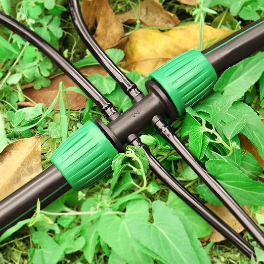 Barbed Tee 1/2 Inch to 1/4 Inch Irrigation Tubing: Locked Barbed Reducing Tee 6-Way Adapter Anti-Drop Irrigation Fittings for Splitting 1/2" to 1/4" Drip Line System Parts (12 Pack)