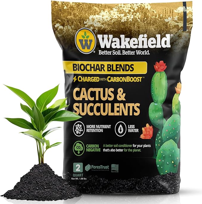 Blend for Cactus & Succulent – Premium Organic Cactus Soil with CarbonBoost Technology for Enhanced Growth – Specialized Soil Mix for Succulents Indoor Plants – 2 Quarts