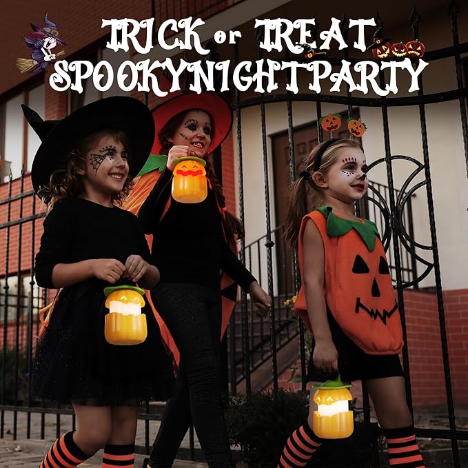 EverBrite 6-Pack Halloween Pumpkin Lantern, Collapsible Jack O Lantern Lights, Two Color Changing, Light up Pumpkin Outdoor for Halloween Party Decoration, Battery Included