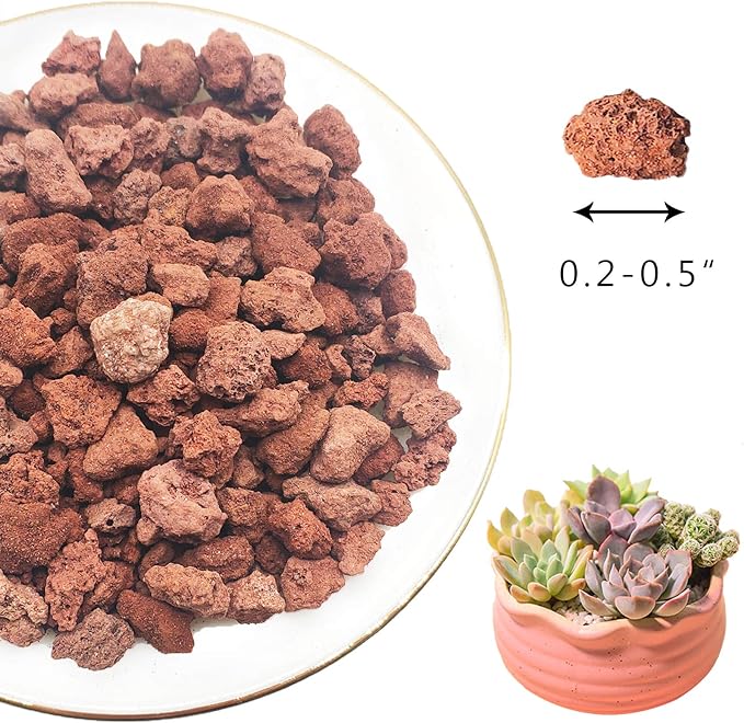 Red Lava Rocks for Plants -100% Pure Volcanic Rock No Dyes or Chemicals-Best Lava Stones Top Dressing for Cacti Succulents Plants,Bonsai-5LBS