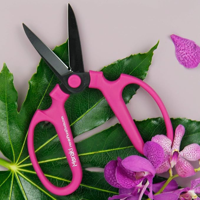 Meraki Flower Scissors/Garden Scissors with Black Carbon Steel Blades 7.6 inch, Color: Bougainvillea