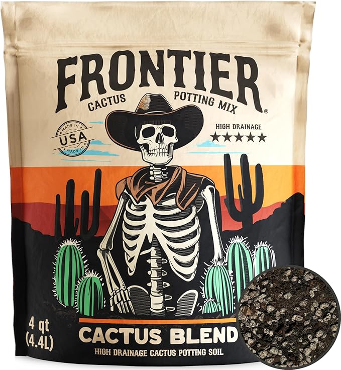 Cactus Soil Potting Mix for Cacti & Succulents - Cactus Soil with Mycorrhizal Fungi - 4.4 QTS - High Drainage Indoor Potting Soil - Frontier Soil