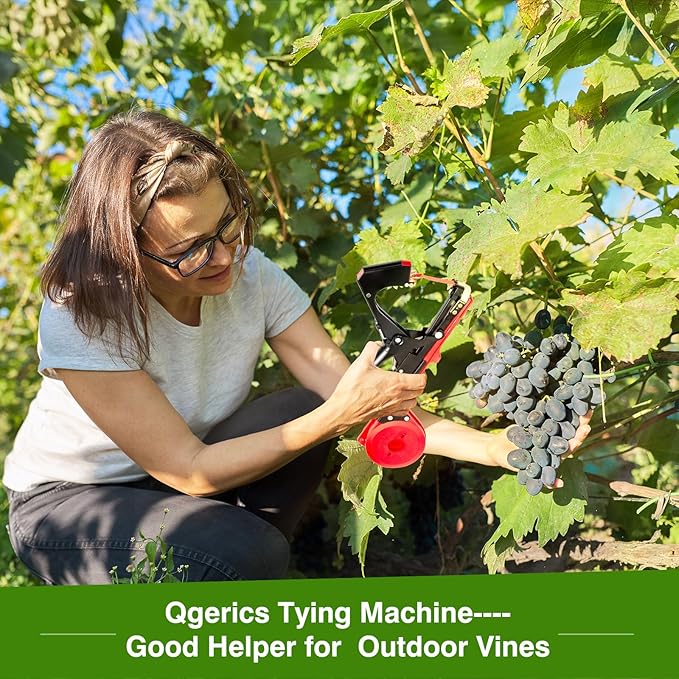 Plant Tying Machine,New Update Lightweight Plant Tying Tape Tool to Tie Up Vine Quickly, Plant Tie Tapener Gun with Tapes and Staples Red