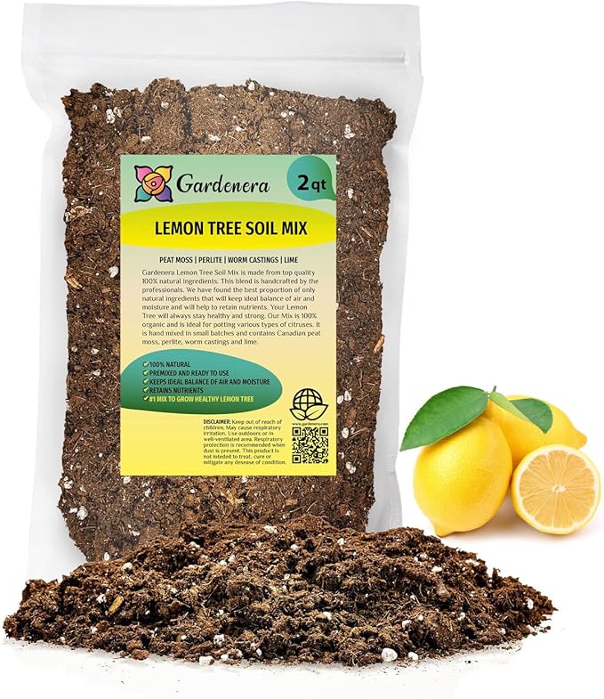 Gardenera's Award-Winning Lemon Tree Soil Mix: The Ideal Choice for Healthy, Productive Citrus Trees - [2 Quart Bag]
