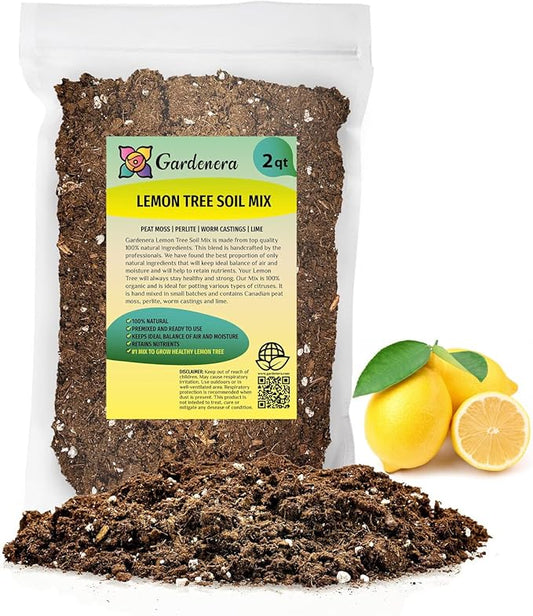Gardenera's Award-Winning Lemon Tree Soil Mix: The Ideal Choice for Healthy, Productive Citrus Trees - [2 Quart Bag]