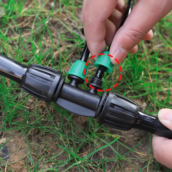 12 Pcs Lock Barbed Tee 1/2 inch Tubing to 1/4 Inch Tubing Irrigation Fittings for (1/2'' ID x 0.60''-0.63'' OD) ANTI-LEAK Locked Barbed Tee Connectors(12Pcs Lock Barbed Tee four Way)