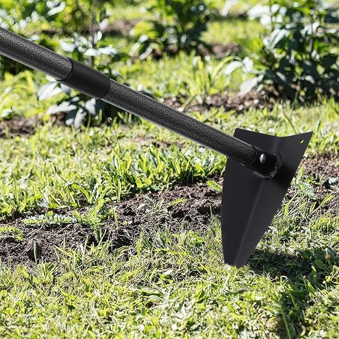 Hoe Garden Tool,60 Inch Garden Hoe Triangle Gardening Hoe with Sharp Blade for Digging,Weeding,Cutting and Loosing Soil,Adjustable Length Metal Handle(5 FT)