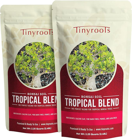 Bonsai Outlet Tropical Bonsai Soil - Tinyroots Fast Draining Pre-Mixed Bonsai Potting Soil Mix, Perfect for Healthy Cacti and Bonsai Growth, 4 Quarts