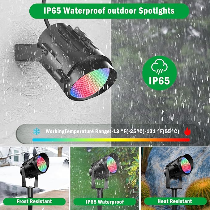 Spot Lights Outdoor for Yard, RGB Spotlight Outdoor 12W Color Changing Landscape Lighting with Remote Control Outdoor Spotlight Decorations Garden Patio 120V Waterproof Led Landscape Lights 2 Pack