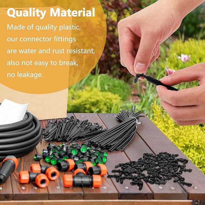 50 Pack 1/4 Inch Barbed Elbow Drip Irrigation Fittings, Barbed Drip Irrigation Connectors Fits Universal 1/4 Inch Drip Tubing, Irrigation Elbow for Drip or Sprinkler System(90 Degree Irrigation Elbow)