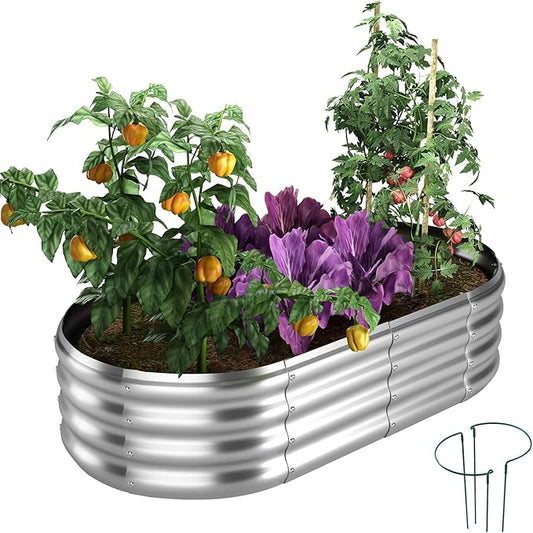 Galvanized Metal Planter Raised Garden Bed Kit for Gardening Outdoor，4x2x1ft Planter Grow Garden Box Raised Flower Bed