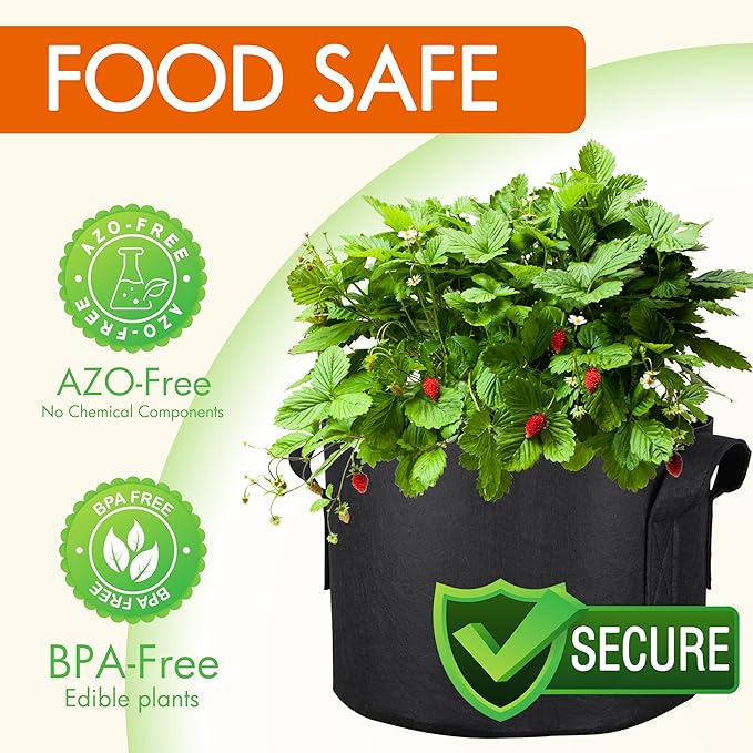 Gardzen 20-Pack 5 Gallon Grow Bags, Aeration Fabric Pots with Handles