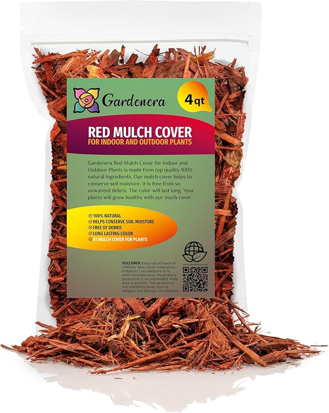 Red Mulch - Retain Moisture and Promote Healthy Root Growth in Your Landscape - 4 QUARTS