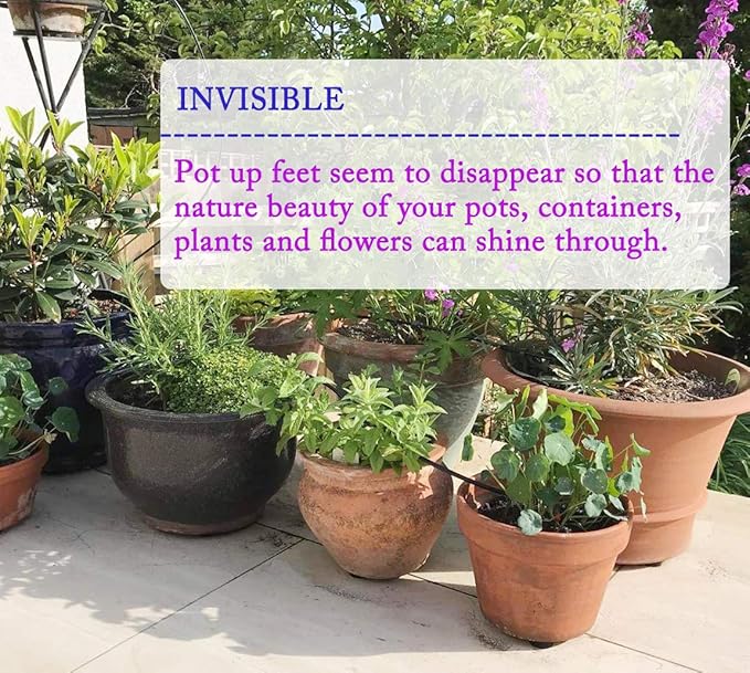 24 Pack Invisible Pot Feet with Enhanced Non-Slip Surface Grip Plant Pots and Flowers, Solid Rubber Pots Risers, Pot Lifters for Indoor or Outdoor Planters