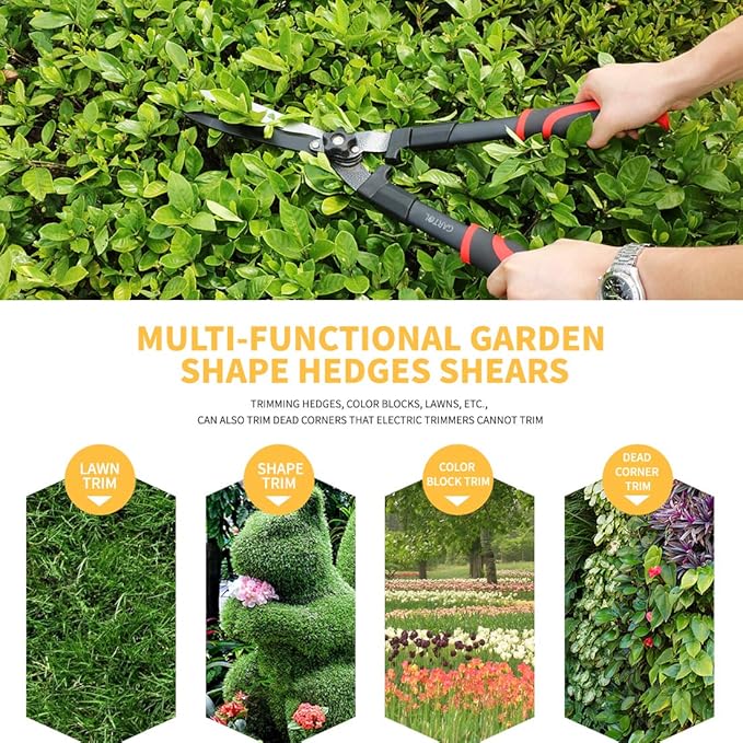 GARTOL Garden Hedge Shears & Clippers, Manual Hedge Trimmer with Comfort Grip Lightweight Handles, High Carbon Steel Bushes Cutter, Ideal for Trimming and Shaping Borders, Decorative Shrubs (23 Inch)
