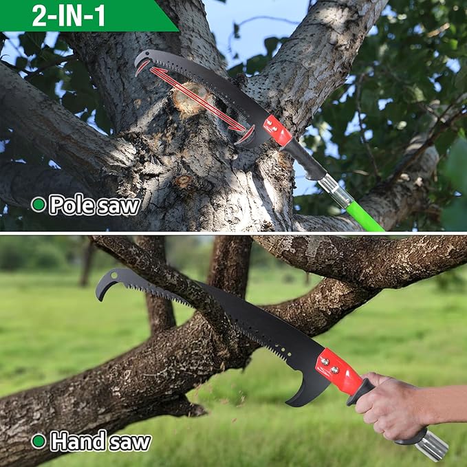 Scalebeard 27 Foot Pole Saws for Tree Trimming, Extendable Tree Trimmer Pruning Saw, Manual Branch Cutter Tree Pruner with Attachment Saw Blade