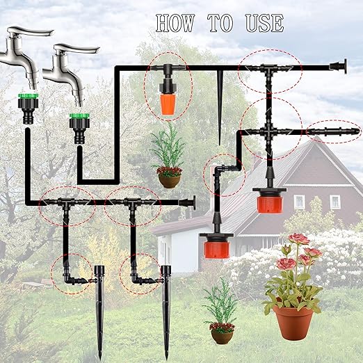 190 Pcs Barbed Connectors Irrigation Fittings Kit,Drip Irrigation Barbed Connectors 1/4''Tubing Fittings Kit for Flower Pot Garden Lawn(Straight Barbs,Single Barbs,Tees,Elbows,End Plug,4-Way Coupling)