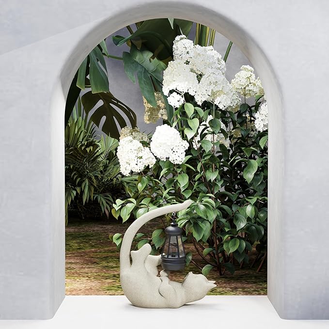 Solar Cat Garden Statue 10 Inch Porch Patio Decor for Outside Yard Decoration Outdoor Unique Housewarming Gardening Birthday Gifts for Cat Lovers Women Grandma