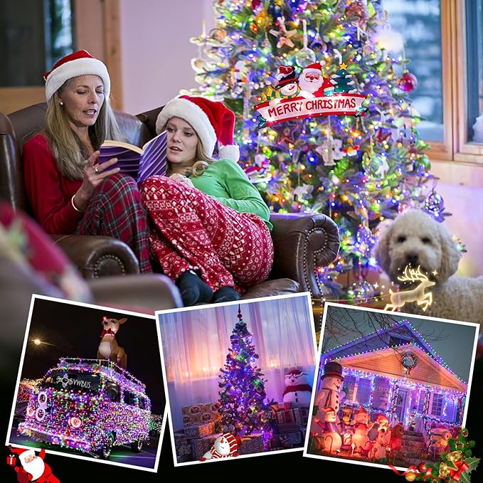 JMEXSUSS Multicolor Christmas Tree Lights Indoor Outdoor, 200 LED Clear Wire, 66ft Colorful Plug-in for Bedroom Room Party Xmas Decorations