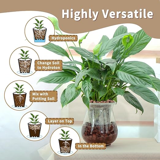 19LB Leca Balls for Indoor Plants, Expanded Clay Pebbles for Plants, Orchid Potting Mix, Soil Amendment, Drainage, Easy Reusability, 4-16mm