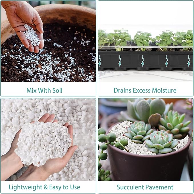 Legigo 2 Quarts Organic Horticultural Perlite for Plants Indoor- Natural Horticultural Soil Additive Conditioner Mix for Improves Drainage, Ventilation and Root Growth