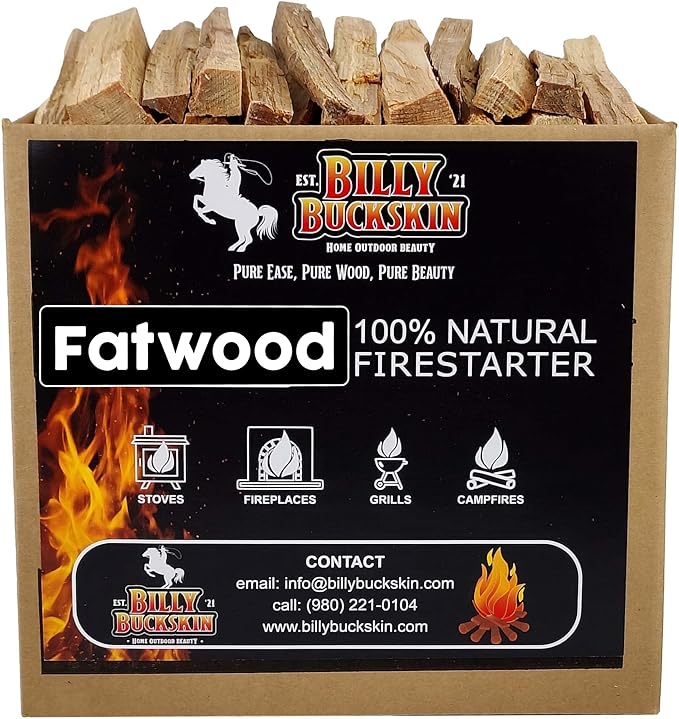 10 lbs. Fatwood Fire Starter Sticks, Perfect Fire Starters for Fire Pit, Campfires, Fireplaces, Bonfires, BBQ & Wood Stoves, Easy to Start a Fire with Just 2 Sticks, Camping Essentials (10 Pound Box)