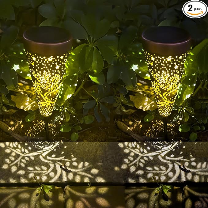 Tree of Life 2 Pack Solar Pathway Lights - Outdoor Waterproof Garden Decor, Pathway Landscape Lights for Backyard Patio Path Yard Lawn Walkway
