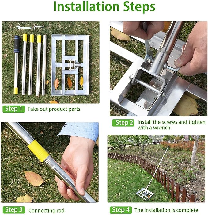 Scalebeard Lawn Leveling Rake-6 FT Level Lawn Tool/Soil Lawn Rake Stainless Steel Leveling Rake Landscape Rake with Handle for Garden Backyard Golf/Lawn（6FT,17 X10In）