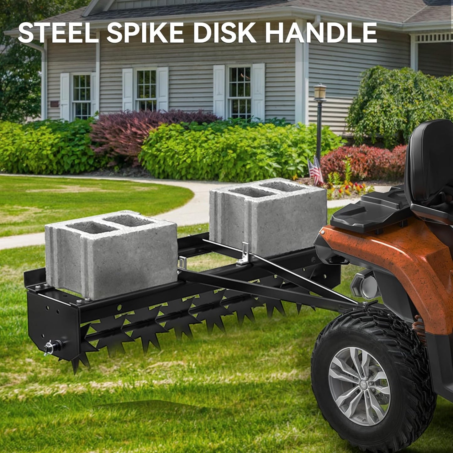 YINTATECH 48" Lawn Aerator Tow Behind with Universal Hitch for spike Aerator, Black