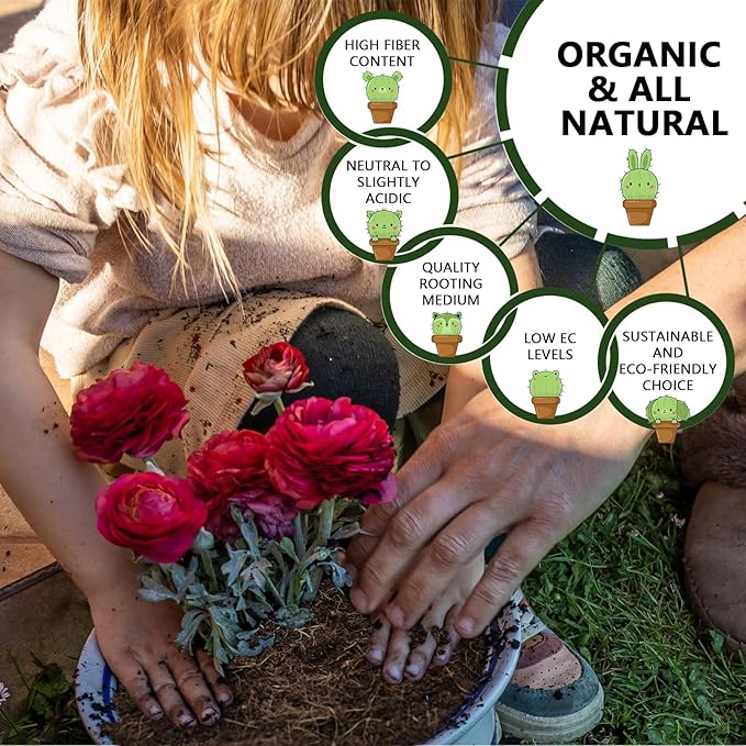 10QT Organic Coco Coir, Coconut Coir for Plants, Coco Coir Fiber Coconut Husk for Gardening, for Plants Indoor, for Houseplants, to Promote Soil Root Growth, and Water Drainage and Plant Growth