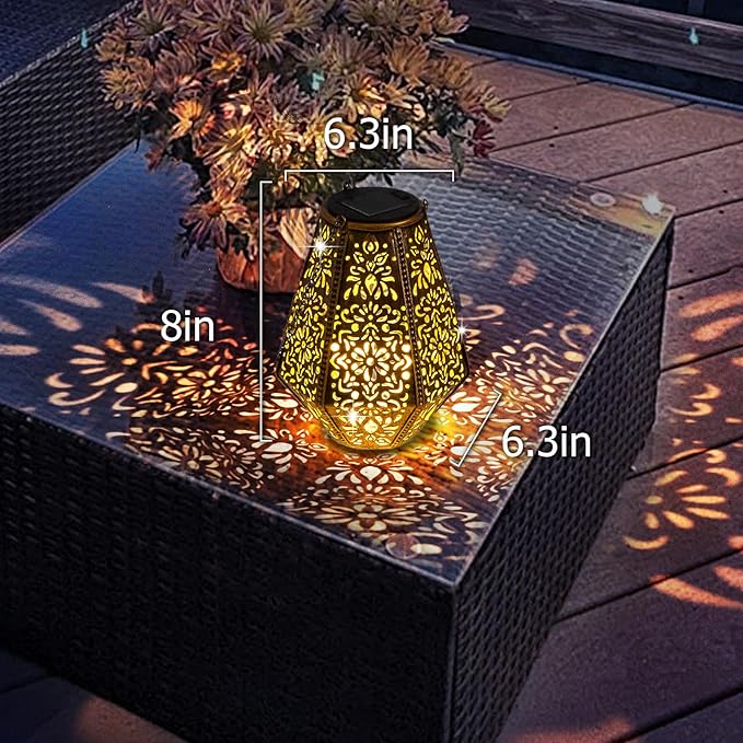 Solar Lantern Outdoor Waterproof - Hanging Garden Decor Lights for Patio, Yard, Tree, Porch - Decorative Lantern for Christmas Gifts for Mom, Grandma