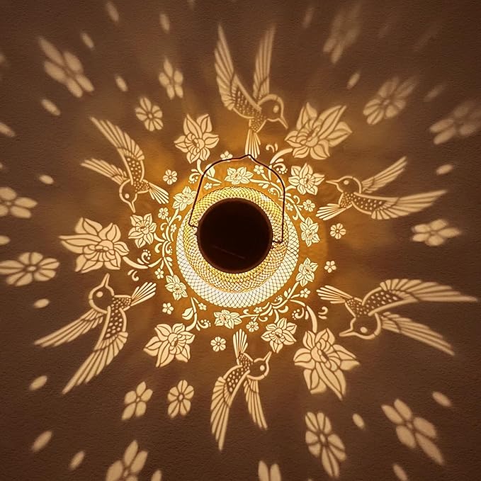 2 Pack Hummingbirds Solar Lanterns Outdoor Waterproof Garden Decor Birthday Gifts for Women Mom Grandma, Hanging Solar Lights Metal Lantern Decoration Outside for Yard, Patio, Backyard, Porch