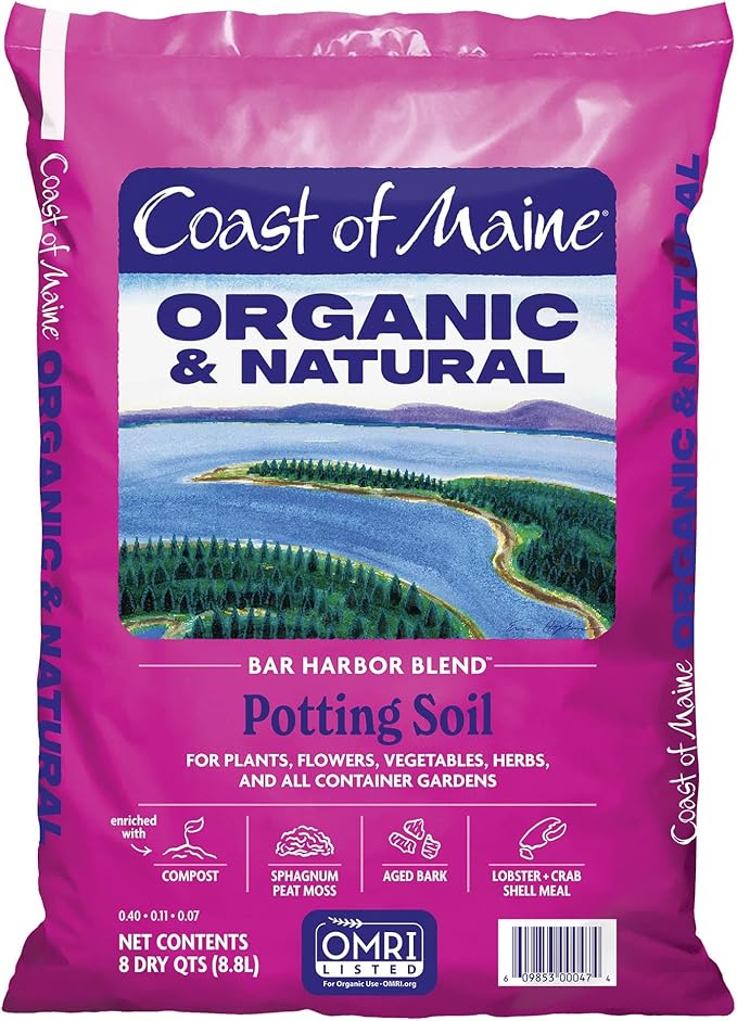Coast of Maine Bar Harbor Blend, 8qt (Pack of 6) Organic and Natural Potting Soil for Houseplants, Flowers, Vegetables, Herbs and Containers