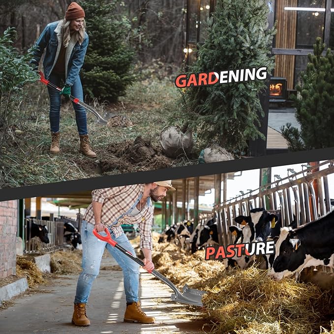 Digging Shovel Round Garden Shovel Heavy Duty Trenching Shovel for Gardening, Landscaping, Construction, 43 inches